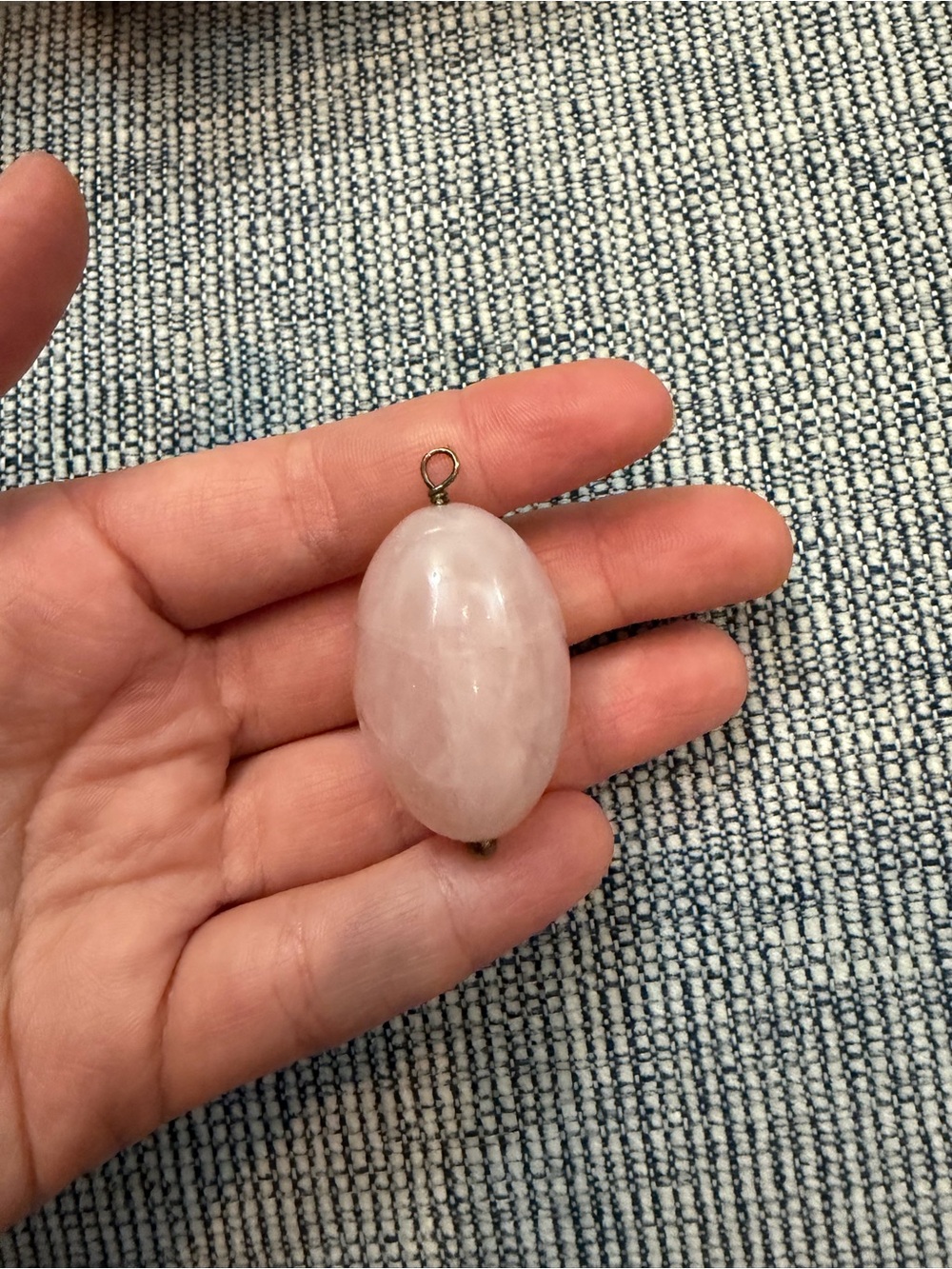 Rose Quartz Oval Pendant Necklace - Pink Gemstone